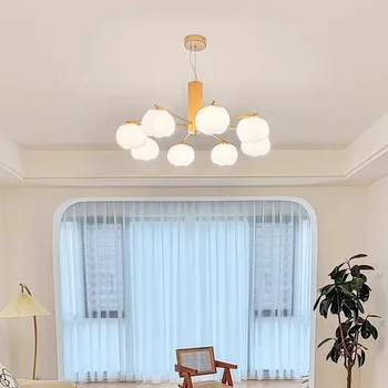 Полилей за дневна в кремовом стил, дървена райска ябълка, модерна минималистичная трапезария, лампа за главната спалня - Изображение 2  