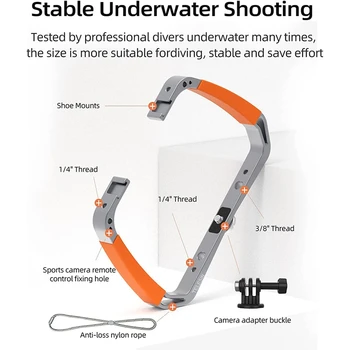 Поставка за ръчно стабилизатор на светлина за видео-потапяне TELESIN Diving Стенд за Gopro Max Hero 10 9 8 7 6 5 Подводни аксесоари за гмуркане - Изображение 2  