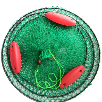 Преносима Сгъваема Клетка за риболовни принадлежности, Сак за улов на риба, риболовна лодка с гласове мрежа, капан с три плаващи топки - Изображение 1  