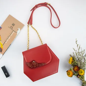 Препоръчителна бутиком чанта-месинджър ръчно изработени, модни чанта на верига, модни дамски чанта през рамо, чанти от телешка кожа на първия слой - Изображение 1  
