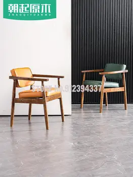 Просто стол от масивно дърво в скандинавски стил, кабинет, офис, къща, президентское стола, луксозна маса за хранене, стол с облегалка от микрофибър - Изображение 1  