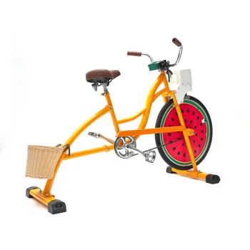Професионален стационарен велосипед с жива подсветка Human Power Party Atmosphere с оранжеви педали EXI - Изображение 2  