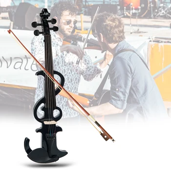 Пълен размер Електрическа Цигулка За Дясната ръка 4/4 Аксесоари С Смычком от Бразилско Дърво + Colophony + Bridge + аудио кабел + Комплект Седалките - Изображение 2  