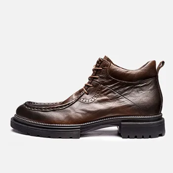 Размер на 38 ~ 45, Мъжки ботильоны от естествена кожа, Висококачествен Бизнес Ежедневни обувки, Класически Модерен мъжки Есента на работна обувки Sprin - Изображение 1  