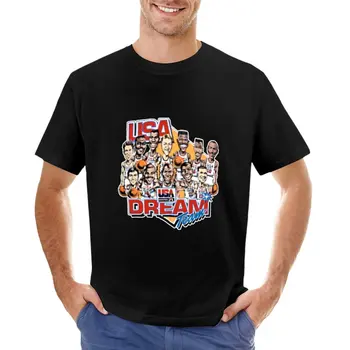 Ретро тениска Usa Dream Team, бели тениски за момчета, реколта черни тениски с домашен любимец принтом за момчета, мъжки памучни ризи - Изображение 1  
