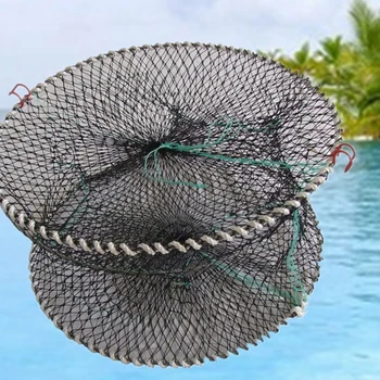 Сгъваема кръгла форма Телени мрежи за улов на раци, раци Клетки за улов на скариди Примамка в Капана - Изображение 2  