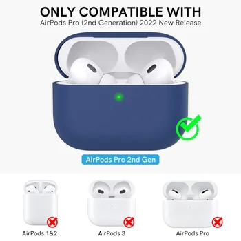 Силиконов защитен калъф за слушалки AirPods Pro 2-ро поколение, обикновен силиконов калъф за слушалки, аксесоари за слушалки - Изображение 2  