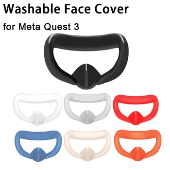 Силиконова маска, Моющаяся възглавница за лице, непромокаемая възглавница за лице с светозащитной накладка за носа, Vr-маска за лице за Meta Quest 3 - Изображение 1  
