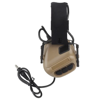 Силиконови слушалки за тактически игри на открито, шумоподавляющие слушалки за военна стрелба, слушалки за свързване с комплект за закрепване на каска - Изображение 2  