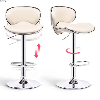 Скандинавски бар стол с регулируема височина Модерен минималистичен бар стол с високи крака и облегалка от ковано желязо, бар стол от изкуствена кожа по поръчка - Изображение 2  