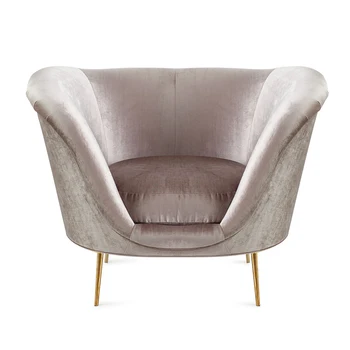 Скандинавските Метални Крака Творчески Едноспален разтегателен Светло Розово Кадифе Класически Лесен Луксозен Персонализирани стол столове за всекидневна - Изображение 1  