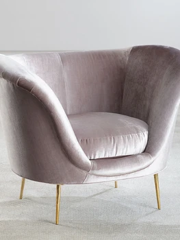 Скандинавските Метални Крака Творчески Едноспален разтегателен Светло Розово Кадифе Класически Лесен Луксозен Персонализирани стол столове за всекидневна - Изображение 2  