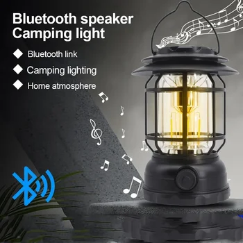 Слушалка Bluetooth Къмпинг Ретро Фенер Фенер Фенер за палатка за нощуване на открито Туризъм Бесступенчатое затъмняване на светлината - Изображение 2  