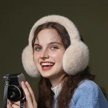 Слушалки за пътуване, удобни дамски зимни слушалки от изкуствена кожа, дебели леки ястия за уши с противоскользящим дизайн за защита на открито - Изображение 2  