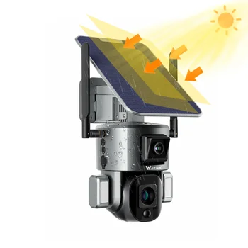 Слънчевата камера с двойна леща 4K външно Аудио Нощно виждане Проследяване на човек 10-кратно увеличение на Слънчевата камера PTZ 4G - Изображение 1  