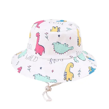 Слънчеви летни шапки, Кофа за брадичката, Скъпа Пролетно защита, Мультяшные Регулируеми детски Плажни шапки, бейзболна шапка с каишка от слънцето за бебета - Изображение 1  