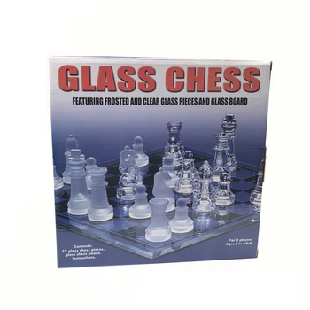 Средният и малък набор от Стъклени шах Стъклена шахматната дъска, Кристални Шах Международно детско събитие Семейна забавна игра - Изображение 1  