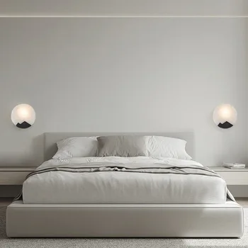Стенен лампа от мрамор, монтиран на стената лампа, луксозно модерно обзавеждане на хол, антре, балкон, монтиран на стената лампа, нощна лампа за спални - Изображение 2  