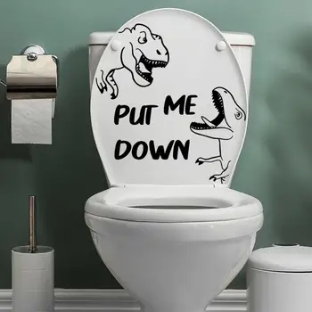 Стикер за тоалетна чиния, аксесоари за баня, лозунги на динозаврите, забавни стикери, водоустойчиви стикери за капака на тоалетната чиния за декорация на детската баня - Изображение 2  