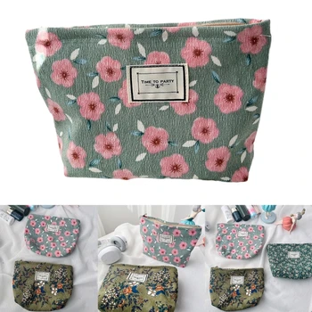 Стилна пътна чанта за тоалетни принадлежности от цветето вельвета за жени, преносими, козметични чанти - Изображение 1  