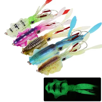 Стръв за калмари с двойно плетене на една кука и оловни уплотнителем 15 см, 60 г Морската риболовна лодка Имитирующая риболов на Стръв Дълбоководен Мека стръв на Едро Примамки - Изображение 1  