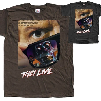 Те живеят V1 Джон Карпентър плакат на филм на ужасите 1988 Тениска на ВСИЧКИ РАЗМЕРИ S-5XL - Изображение 1  
