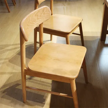 Трапезария стол от масивно дърво в скандинавски стил, черешово дърво, Модерен минималистичен домашен стол за хранене, японски трапезария стол от масивно дърво - Изображение 1  
