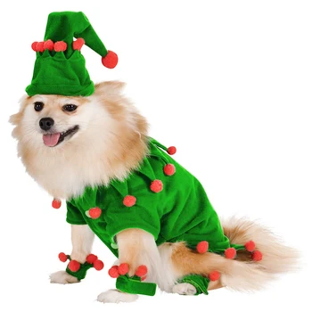 Украса Коледен подарък за куче, Дрехи за домашни любимци, Зимно Палто за кучета, Коледен Костюм за cosplay кученце, Елфи за кучета, Аксесоари за домашни любимци - Изображение 2  