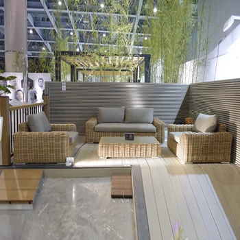Уличен алуминиев разтегателен диван за балкона от ратан, комплект от четири плетени маси и столове за отдих в двора, на улицата диван-стол от ратан - Изображение 2  