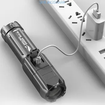 Ултра ярко фенерче, тактически фенер, която се презарежда чрез USB, scalable светкавица, открит къмпинг, туризъм, Риболов, Мултифункционално фенерче - Изображение 2  