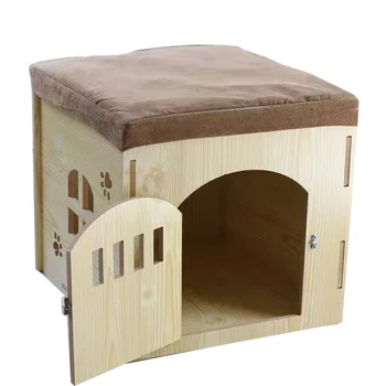 Уютна Дървена Къщичка За Домашен Любимец, Куче на Вилата С Прозорец И Врата, най-Дългата пейка двойна куче клетка, предназначена за кученца, Екологичен дом - Изображение 1  