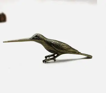 Фигурки на птици от плътен месинг, античен статуетка на Колибри, чай нож за домашен декор - Изображение 2  