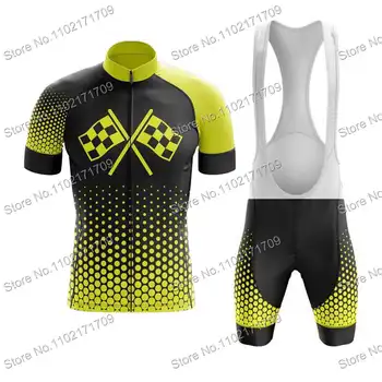Флаг финалната линия, велосипедна фланелка, комплект зимни с изолация, жълто-зелена велосипедна дрехи с дълъг ръкав за мъже и жени, велосипеди жилетка - Изображение 2  