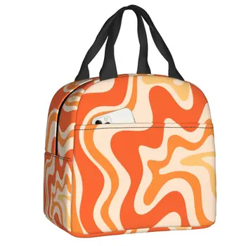 Чанта за обяд с течен въртете в Ретро стил с абстрактен геометричен принтом, Термоизолированный обяд-бокс за жени, Детски чанти за къмпинг, пикник - Изображение 1  