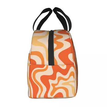 Чанта за обяд с течен въртете в Ретро стил с абстрактен геометричен принтом, Термоизолированный обяд-бокс за жени, Детски чанти за къмпинг, пикник - Изображение 2  