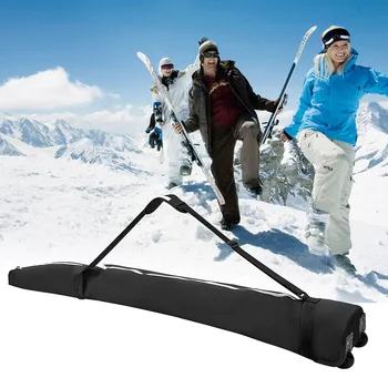 Чанта за съхранение и носене на сноуборд с колело, устойчив на надраскване калъф за сноуборд с дължина до 194 см., водоустойчив за очила и ръкавици за каране на сноуборд - Изображение 1  