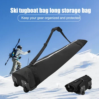Чанта за съхранение и носене на сноуборд с колело, устойчив на надраскване калъф за сноуборд с дължина до 194 см., водоустойчив за очила и ръкавици за каране на сноуборд - Изображение 2  