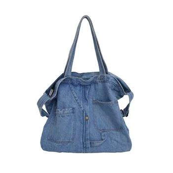 Чанта-тоут, дънкови чанти-незабавни посланици за мъже, ежедневна чанта унисекс в японски стил, училищна чанта, клатч, чанта за количка, чанта - Изображение 1  