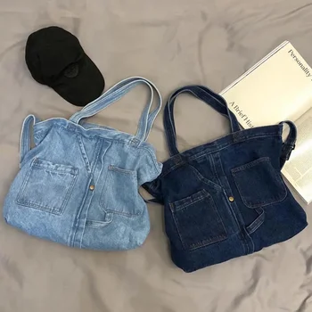 Чанта-тоут, дънкови чанти-незабавни посланици за мъже, ежедневна чанта унисекс в японски стил, училищна чанта, клатч, чанта за количка, чанта - Изображение 2  