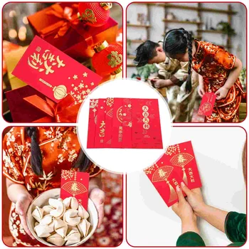 Червен Плик Нова Година Червен Джоба На Китайската Нова Година Червени Пликове Червена Чанта Празника На Сватба, Рожден Ден Червени Пликове - Изображение 2  