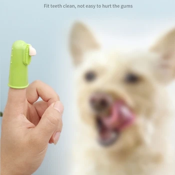 Четка за зъби за кучета за почистване на зъбите, пальцевая двустранна четка с четина конструкция - Изображение 2  