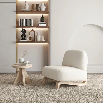 Японски дизайнерски стол за почивка на семейството, столове за дневна със скандинавски минимализме от масивно дърво, Едноспален диван С облегалка за тераси, двоен Разтегателен диван, фотьойл - Изображение 2  