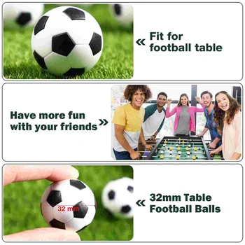 играчки за настолен футбол 6шт, малки футболни топки за мини футбол, черно-бели топки за настолен футбол (32 мм) - Изображение 2  